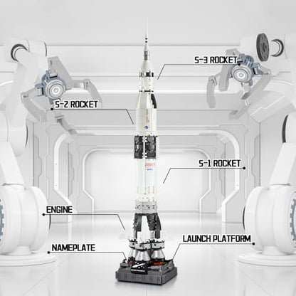 Saturn V Space Rocket and Vehicles Building Blocks Set,613 Precision Space Shuttle Building Block Toys Gifts for Adults - style: space rocket
