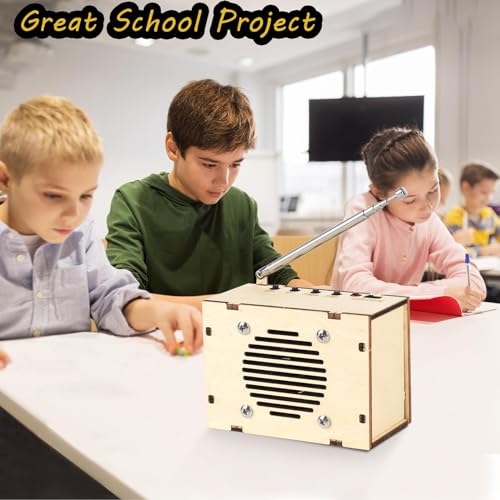 STEM Toys DIY FM Radio Kit, Science Circuit Project, Boy Gift Toys Age 8-13 - color: Classic Wood