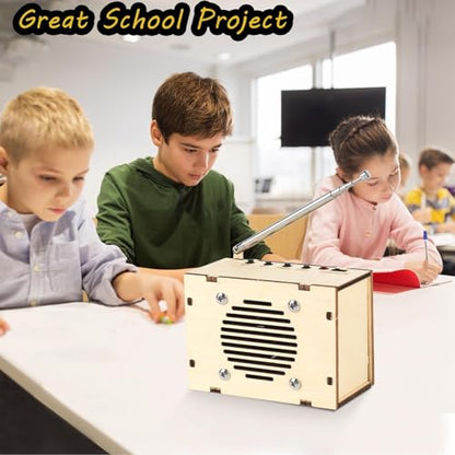 STEM Toys DIY FM Radio Kit, Science Circuit Project, Boy Gift Toys Age 8-13 - color: Classic Wood