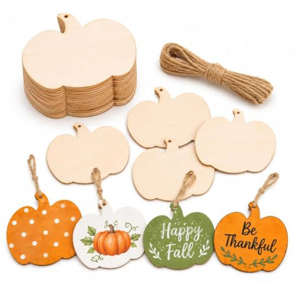 MAQIHAN Wooden Pumpkin Craft Kit 30 Pcs - Unfinished Fall Halloween Decor - size: Pumpkin