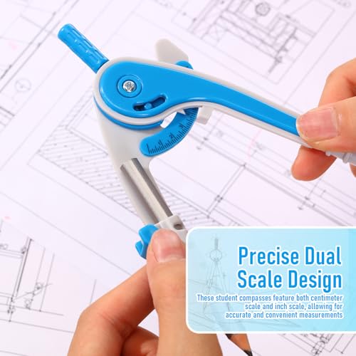 Eboot Student Geometry Math Set, Drawing Compass and 6 in, Blue - color: Blue