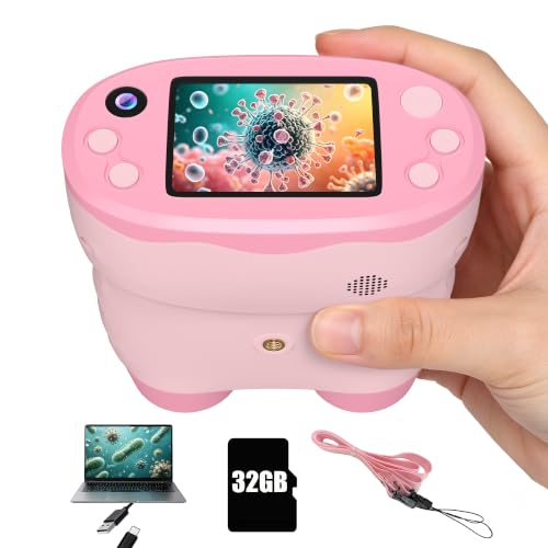 Handheld Digital Microscope for Kids 2.0"IPS Science Toy Age 4-12 - color: Pink