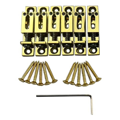 Pack of 6 10.5mm Single String Guitar Bridge Zinc Alloy Individual Fixed Hardtail Bridge for 6 String Electric Guitar Replacement Parts Gold - color: Gold