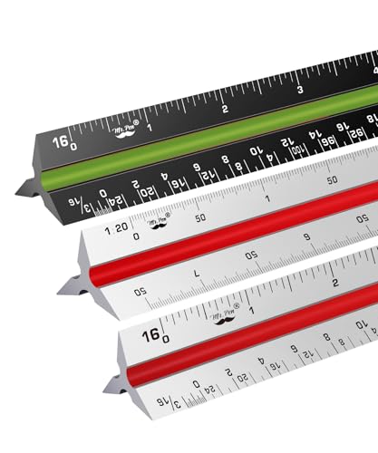 Mr. Pen- Architectural Scale Ruler, 12 Inch, 3 pcs - color: Black & Silver, size: 3 Pack