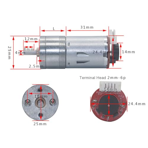 Gear Motor, High-Precision Metal Encoder Motor with Mounting Bracket 65mm Wheel Kit DC12V for Robotics Smart Car DIY Projects - size: Speed 130