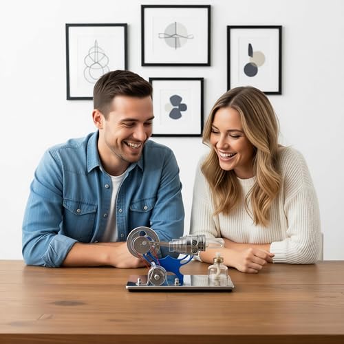 Sunnytech Hot Air Stirling Engine Motor Model Educational Toy Electricity Generator Colorful LED SC (SC010) - style: SC010