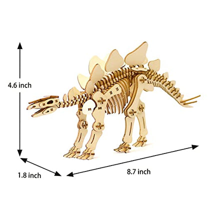 Stegosaurus Wooden Dinosaur 3D Puzzle - Fun DIY Wood Craft Kits - Ideal Gift for Birthdays and Party Favors - style: Stegosaurus