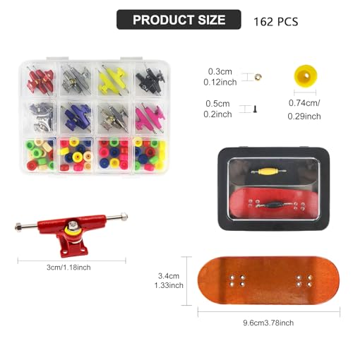 162PCS Finger Skateboard DIY Set,- Includes Premium Multicolour Wooden Fingerboard Deck,Tape Prolific Foam Tape & Multicolour Wheels, The Classic - 34mm x 96mm - Pre-Drilled Holes Size - color: 162pcs Finger Skateboard Diy Set