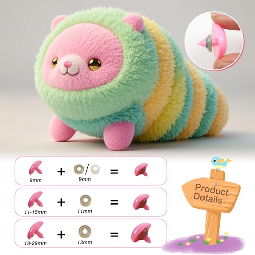 TOAOB 114pcs Pink Safety Noses for Amigurumis Plastic Animals Safety Noses - color: Pink