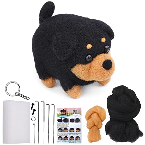 QMNNMA Needle Felting Kits for Beginners, Norwegian Dog Wool Felting Kit - size: Norwegian Dog