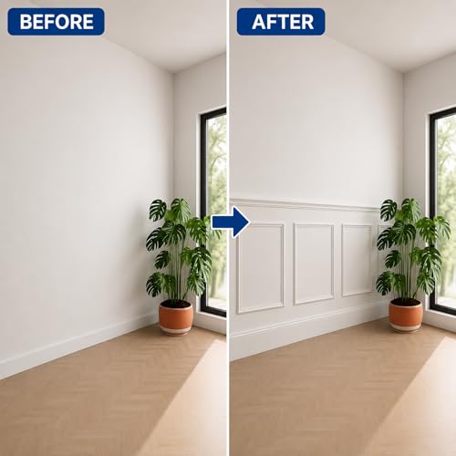 3 Set Peel and Stick Wall Molding Kit,Pre Cut Wainscoting Panels,24x32in - color: 24x32in