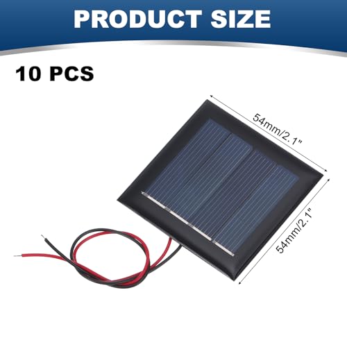 MECCANIXITY 10 Pcs 2V 0.26W 130mA Mini Solar Panels, Small Polycrystalline Solar Cell Panel with 2 Cable for DIY Electric Toy Materials Kits Charger, 54mm x 54mm - style: 2V 0.26W 130mA