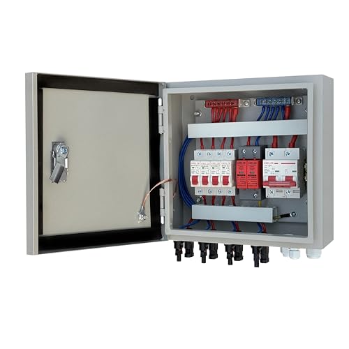 Hardcover Solar Combiner Box with 4 Strings, 80 A Circuit Breakers. This pv Combiner Box is Suitable for Off-Grid Solar Power High-Power Version - size: 4 string 80A