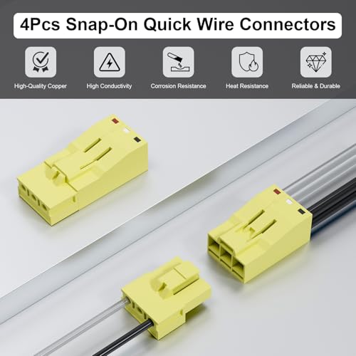 4Pcs Snap-on Quick Wire Connectors, 400V 6A 16-12 AWG - color: Yellow-3P, size: 4 Pcs