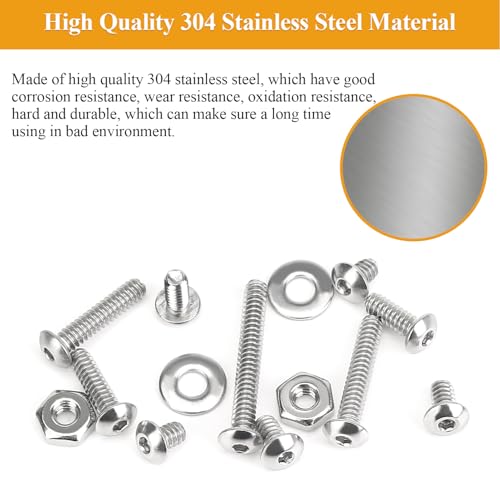 254 Pieces #6-32 x 3/16", 1/4", 5/16", 3/8", 1/2", 5/8", 3/4", 1", Button Head Socket Cap Screws Nuts Washers Assortment Kit - size: #6-32, style: Button Head Socket Cap