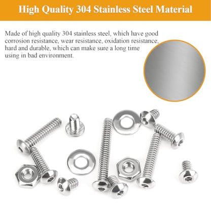254 Pieces #6-32 x 3/16", 1/4", 5/16", 3/8", 1/2", 5/8", 3/4", 1", Button Head Socket Cap Screws Nuts Washers Assortment Kit - size: #6-32, style: Button Head Socket Cap