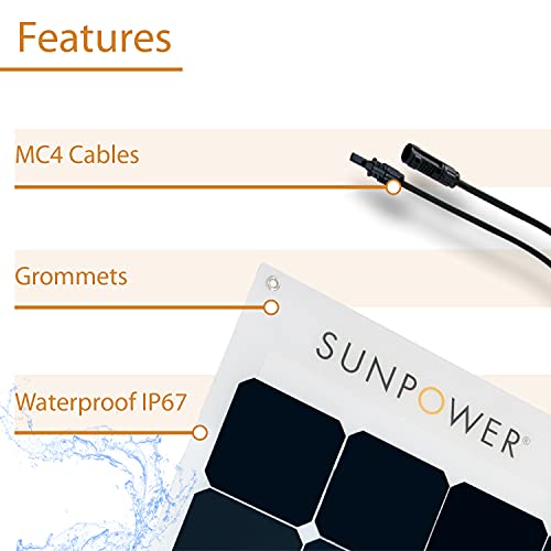 ExpertPower Solar Kit: 100W SunPower Flexible Panel, 12V 20AH AGM SLA Battery, 10A Controller, and Cables - Off-Grid DIY for Farm, Shed, Cabin, Lights - size: 240WH + 100W FLEXIBLE