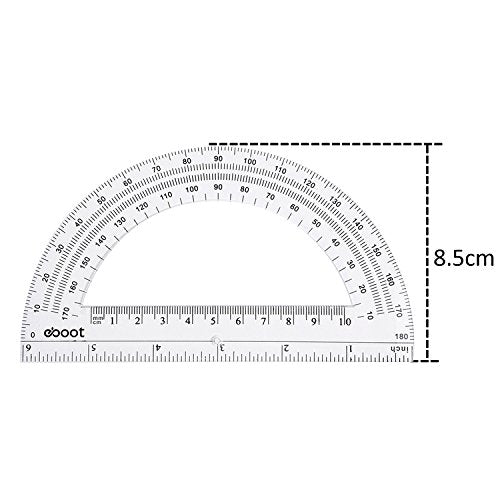 EBOOT Plastic Protractor Math Protractors 180 Degrees, 6 Inch, Pack of 2 (Clear) - color: Clear