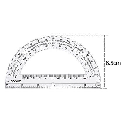EBOOT Plastic Protractor Math Protractors 180 Degrees, 6 Inch, Pack of 2 (Clear) - color: Clear