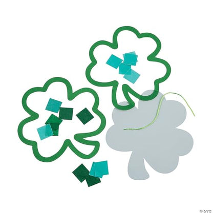 Fun Express St Patricks Day Crafts for Kids - Shamrock Suncatcher Kit Makes 12 Window Art Projects | Tissue Paper Craft Kit for Classroom Activities, Parties & Home | Ages 3+ Easy DIY