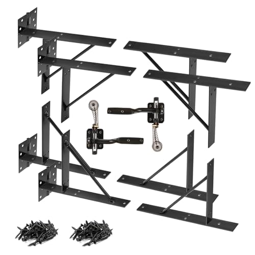 Mofeez Gate Corner Brace Bracket No Sag Kit for Shed Doors Driveway Gates Corral Gates Wood Windows (with Gate Latch 2 Sets) - style: Anti Sag Gate Kit and Gate Latch - 2Set