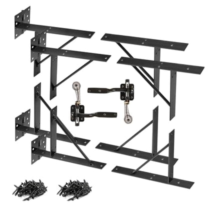 Mofeez Gate Corner Brace Bracket No Sag Kit for Shed Doors Driveway Gates Corral Gates Wood Windows (with Gate Latch 2 Sets) - style: Anti Sag Gate Kit and Gate Latch - 2Set