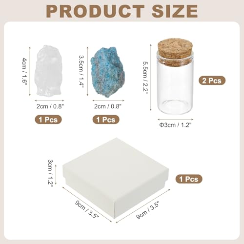 uxcell 2Pcs Crystal Gemstone Bottles, Natural Crystal Stone Bulk with Glass Display Jar Mini Stuff Collectible Adornments for Home Office Centerpiece Collection Gift, White/Blue Grey - color: White/Blue Grey