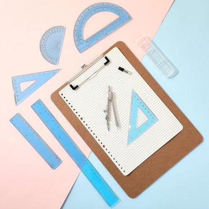 Zonon 7 Pcs Geometry Set with Drawing Compas, 6&4 Inch Protractors, Blue - color: Blue