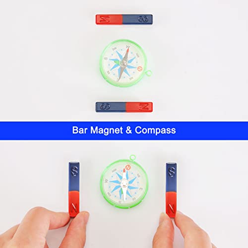 Science Magnet Kit for Kids Include Bar/Ring/Horseshoe/Compass/Magnetic Car