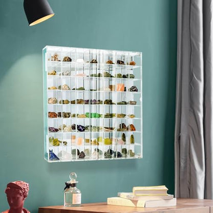 Adjustable Seashell Display Case Box Large Rock Fossil Arrowhead Case - size: Large Vertical 56-Room Display Case-New
