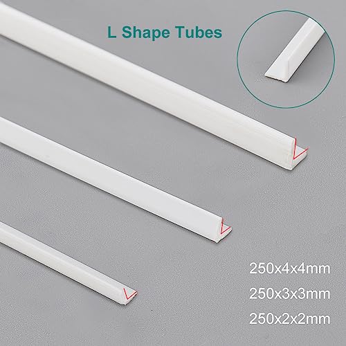 BENECREAT 60 Pcs 3 Styles Abs Styrene Plastic L-Shaped Right Angle Strip White, Thick Styrene Plastic Evenly Legged Angularly Formed, for DIY Craft Sandbox Material for Model Building - color: L Shape