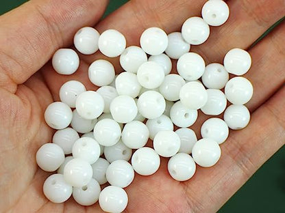 8mm Snow White Glass Beads Kit 650pcs for Jewelry Making - size: 8mm White #361