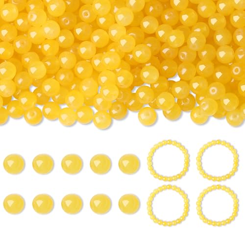 500Pcs Yellow Glass Beads for Bracelets - color: Yellow, size: 8mm 500pcs