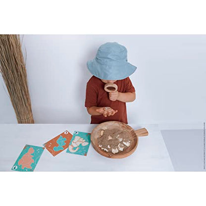 Janod Dino - Dinosaur Dig Puzzle Game - Excavate The Prehistoric Skeleton Pieces to Complete The Puzzle Cards - Reusable - Ages 4-8 Years - J05832