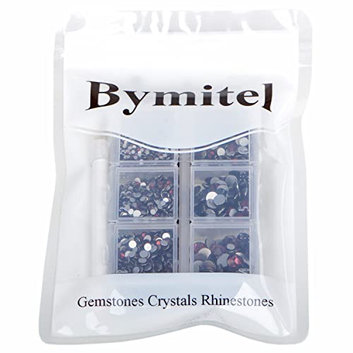 Bymitel 5000 Pieces 6 Mixed Sizes Glue Fix on Glass Rhinestones Round Crystal Gems Flatback for DIY Jewelry Making with one Picking Pen(6-Sizes 5000PCS, Amethyst) - color: Amethyst, size: 6-SIZES 5000PCS