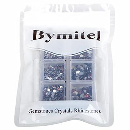 Bymitel 5000 Pieces 6 Mixed Sizes Glue Fix on Glass Rhinestones Round Crystal Gems Flatback for DIY Jewelry Making with one Picking Pen(6-Sizes 5000PCS, Amethyst) - color: Amethyst, size: 6-SIZES 5000PCS