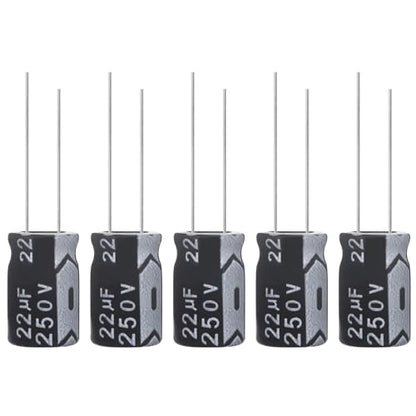 22uF 250V 10x17mm Electrolytic Capacitor 22 UF MFD 250 Volt 0.39x0.67in Aluminum Capacitors (Pack of 5) - style: 22uF 250V 10x17MM