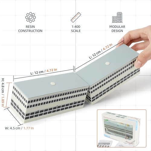 Airport Terminal Building Model Sets 1:400 Scale Architectural 3D Model Sets Plastic Airport Building Ornament for Adults Gifts Aviation Hobbyists Architecture Emthusiasts Building No.003 - color: Grey,black