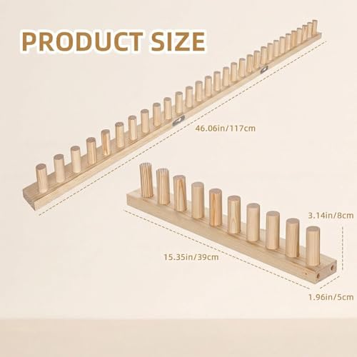46" Adjustable Wooden Knitting Frame Kit for Chunky Blankets – Large DIY Yarn Weaving Tool for Thick Throws, No Needles, Beginner Friendly Craft for Home Decor & Relaxation