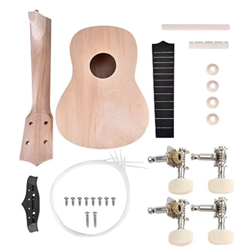 Eujgoov 21inch Basswood 4 String DIY Ukelele Build Your Own Ukulele Kit Wooden Ukulele Painting