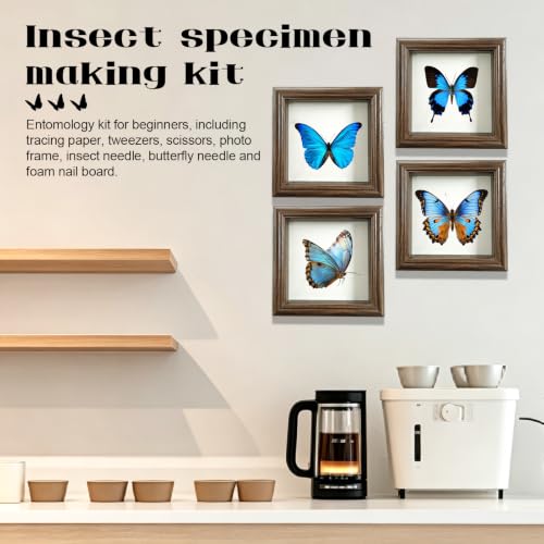 18Pcs Insect Pinning Kit, Beginner Entomology Kit with Tracing Paper, Tweezers, Scissors, Picture Frame, Insect Pins, Butterfly Pins and Foam Pinning Board.