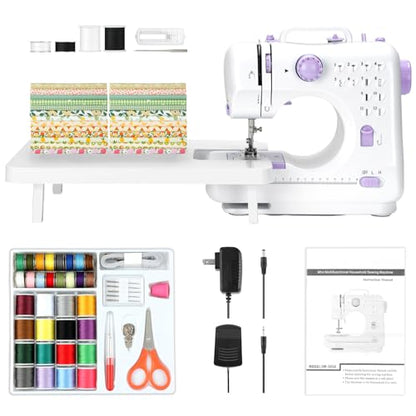 Sewing Machine with Extension Table and Sewing Kit for Beginners - size: Includes Fruit&Green Fabric