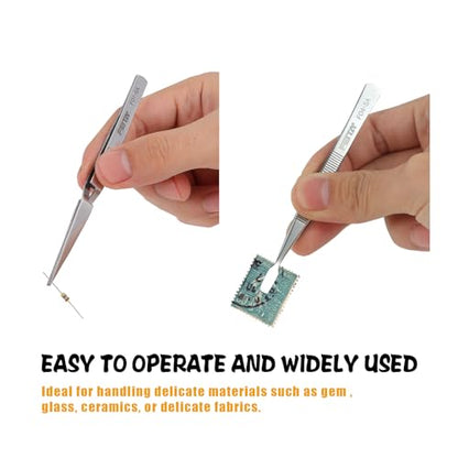 FEITA Precision Craft Tweezers Stainless Steel Tweezer Set for Jewelry, Crafting, Bead & Nail Art Tools – 4 Piece Twizzers - style: Precision