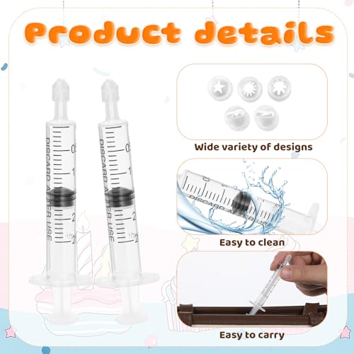5PCS Mini Piping Tips with 5 Cylinder Tiny Cake Modeling Piping Tool