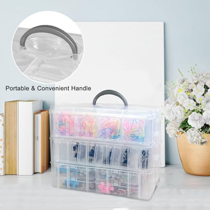 59 PCS Stackable Bead Organizer Box with Removable Cases, Labels & Handle - color: 59 Pcs Storage Box