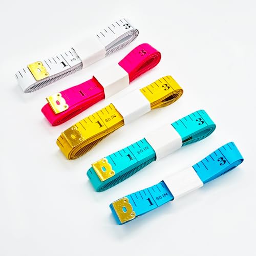 Tape Measure Soft Measuring Tape 60-Inch Double Scale Ruler Fabric Sewing Tailor Cloth Measurement Craft Supplies,5 Pack, 5 Color