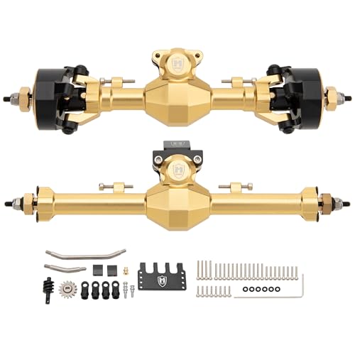 MEUS Racing Isokinetic 3-Section CVD Front and Rear Axles Maximum Steering Angle 52° Wider +5MM for Axial SCX24 Deadbolt C10 JLU Gladiator Bronco 1/24 RC Crawler Upgrade Parts (Anodized Gold) - color: Gold