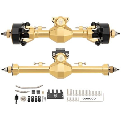 MEUS Racing Isokinetic 3-Section CVD Front and Rear Axles Maximum Steering Angle 52° Wider +5MM for Axial SCX24 Deadbolt C10 JLU Gladiator Bronco 1/24 RC Crawler Upgrade Parts (Anodized Gold) - color: Gold