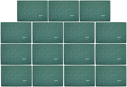 ELECTRONIX EXPRESS 15 Pack Metric Self-Healing Cutting Mat 45cm x 30cm (17.71" x 11.81") with Grid Lines 40cm x 25cm, Green, 3mm Thick - size: 15 Pack