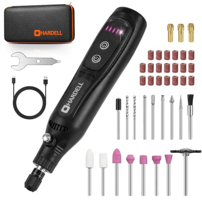 HARDELL Mini Cordless Rotary Tool 4V, 5-Speed 42pcs Mini Drill Craft Tool - color: Black
